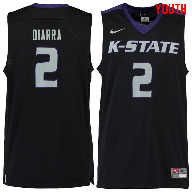 Youth #2 Cartier Diarra Kansas State Wildcats College Basketball Jerseys Sale-Black